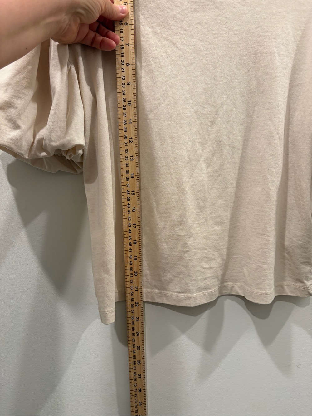 Vero Modo Cream Minimalist Puffer Sleeve organic cotton blend Sm Top Chic core - Picture 7 of 9